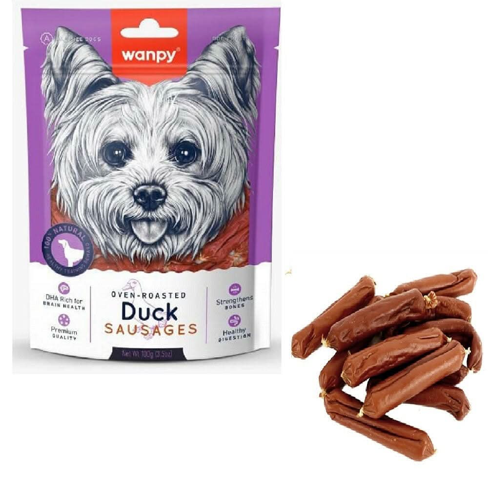 Wanpy Oven Roasted Duck Sausages Dog Treats – 100g - dspetstore.com