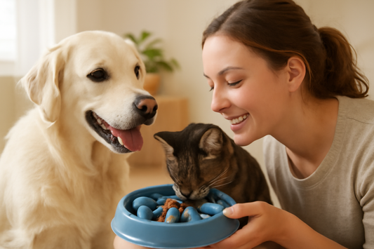 Transitioning to a New Pet Food Without Tummy Upset: A Clear 7‑Day Plan (+ Probiotics, Fiber Toppers, and Slow-Feeder Bowls)