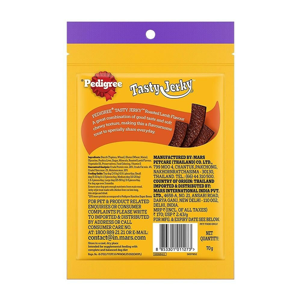 Pedigree Roasted Lamb Jerky Dog Treat – 70 g.