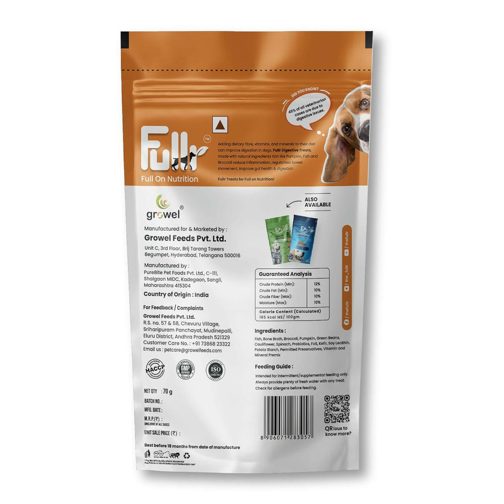 Fullr Digestive Cold Pressed Dog Treats, 70g (Pack of 1).