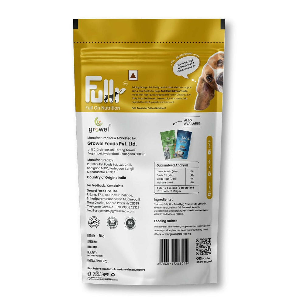Fullr Skin & Coat Cold Pressed Dog Treats, 70g (Pack of 1).