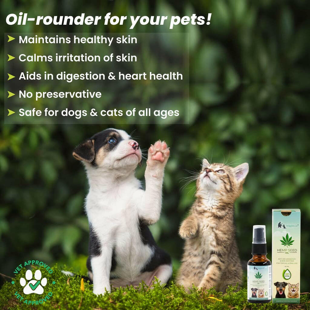 Wiggles Hemp Seed Oil for Dogs & Cats 30ML – Natural Pet Supplement.