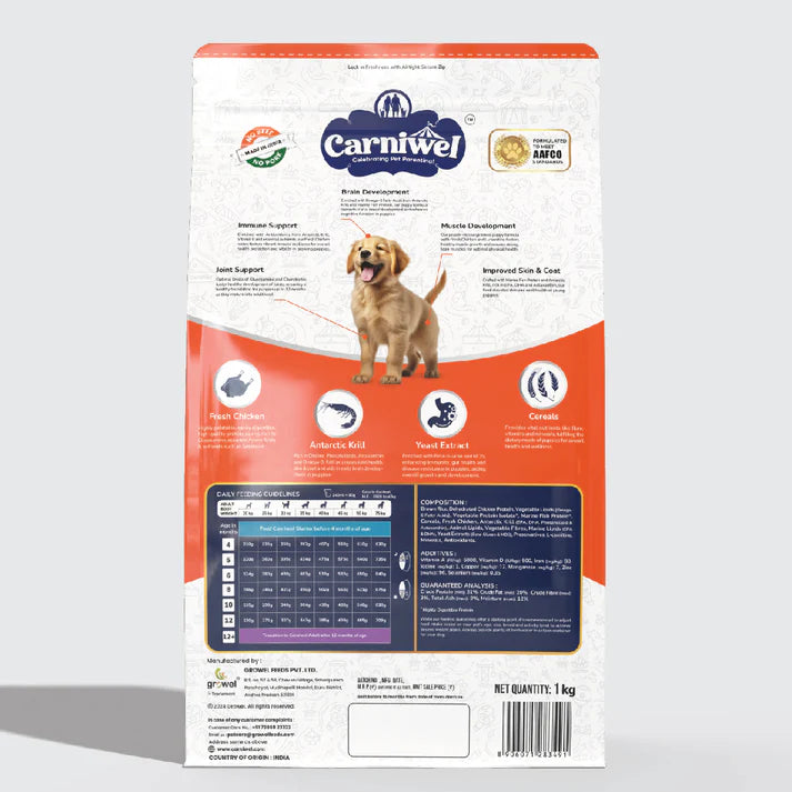 Carniwel with Fresh Chicken, Dry Dog Food for Large Dog, Puppy.