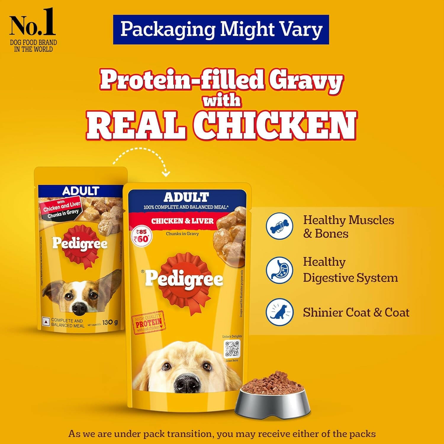 Pedigree Adult Wet Dog Food Chicken & Liver Chunks in Gravy.