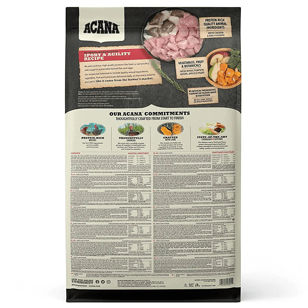 Acana Sports & Agility Dog Dry Food – High-Protein Formula.