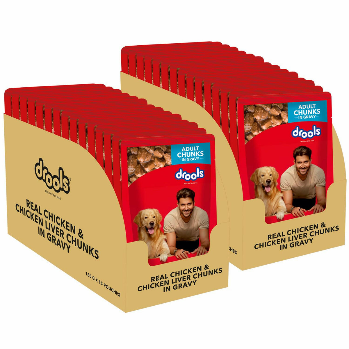 Drools Adult Dog Wet Food Real Chicken and Chicken Liver Chunks in Gravy.