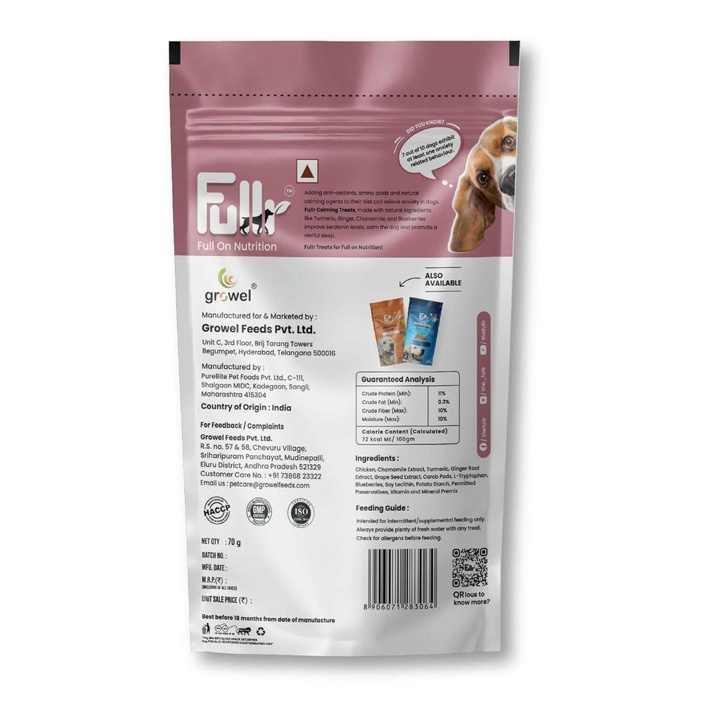 Fullr Calming Cold Pressed Dog Treats, 70g (Pack of 1).