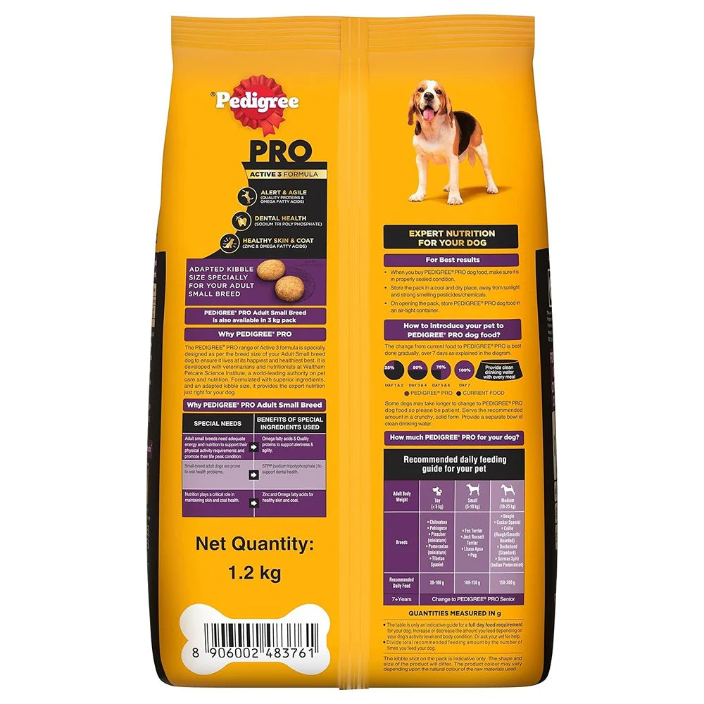 Pedigree PRO Adult Small Breed Dog Food.
