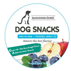 DynamicSales (India) Hypoallergenic Dog Treats – Twisted Jerky with Blueberry & Apple Flavour.