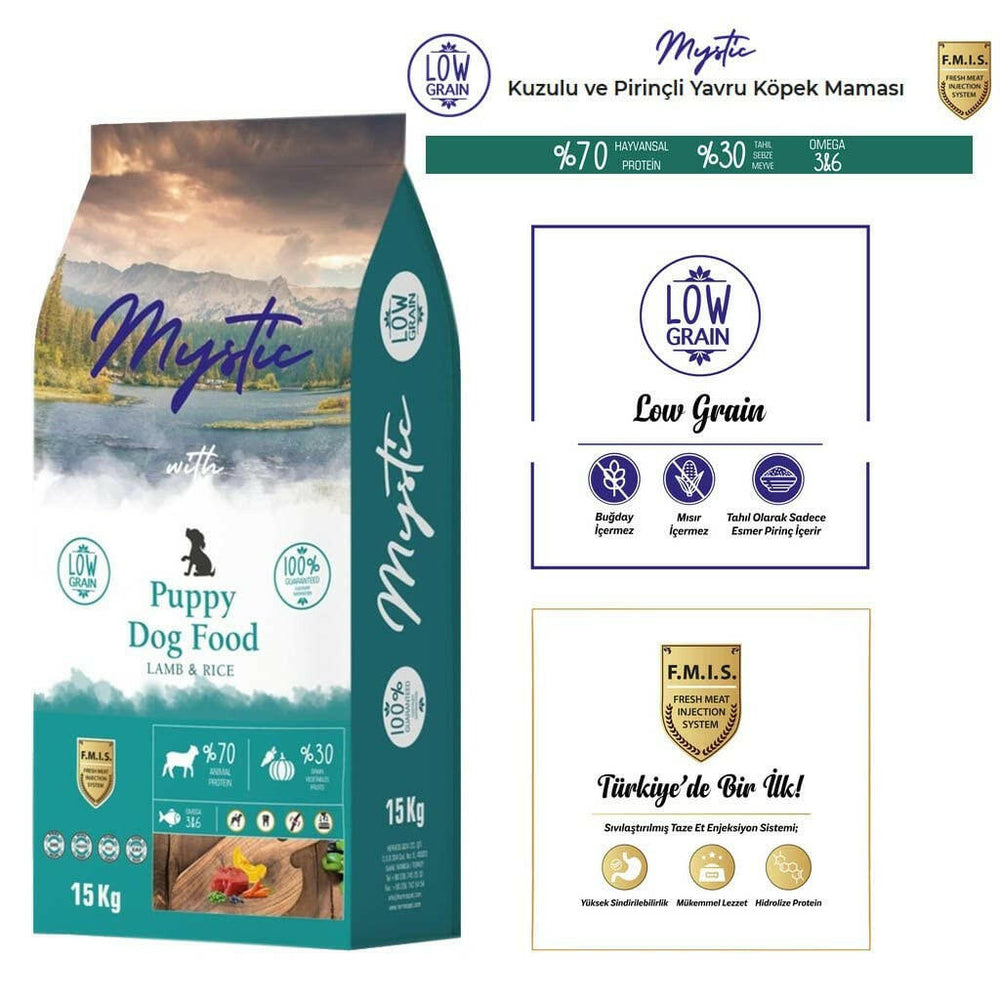 Mystic Dry Dog Food Low Grain, Puppy Medium & Maxi – Lamb & Rice.
