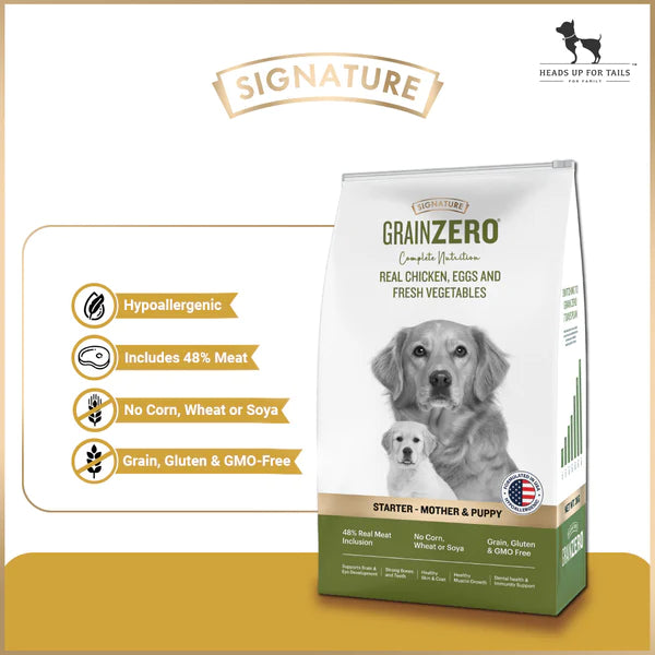 Signature Grain Zero Chicken, Egg & Vegetables Starter Dog Food – For Mother & Puppy.
