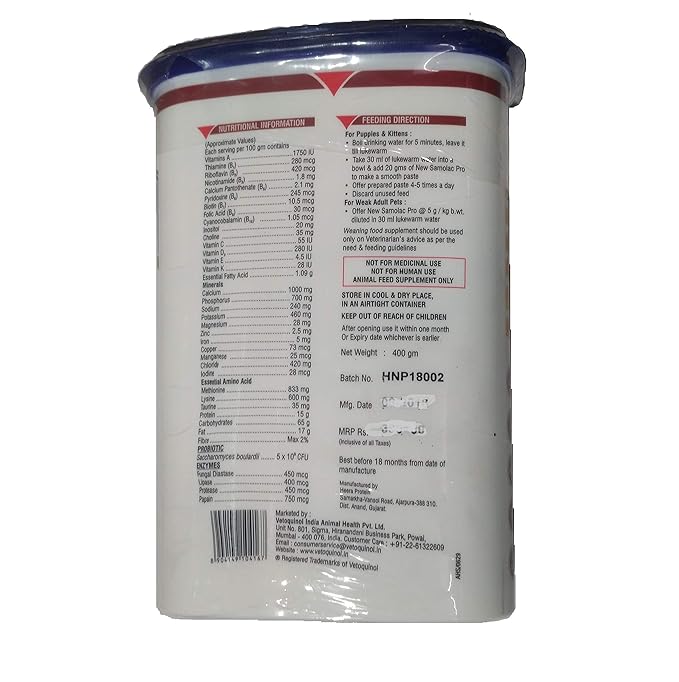 Back view of a supplement container with nutritional information and labels.
