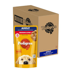 Pedigree Adult Wet Dog Food Chicken & Liver Chunks in Gravy.