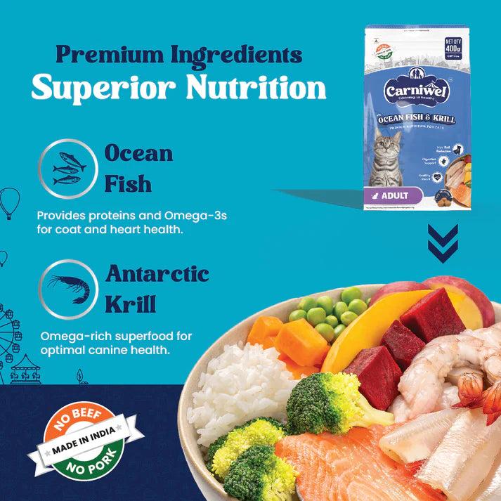 Carniwel with Ocean Fish & Krill, Dry Cat Food, Adult.