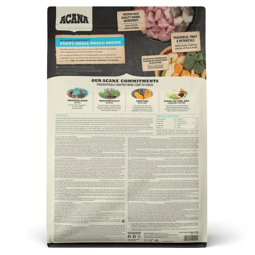 Acana Small Breed Puppy Food – High-Protein Formula.