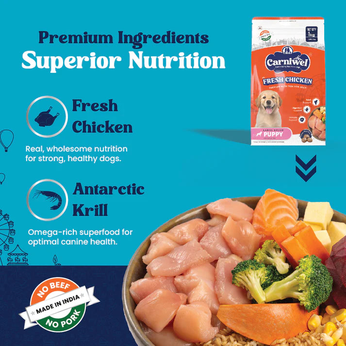 Carniwel with Fresh Chicken, Dry Dog Food for Large Dog, Puppy.