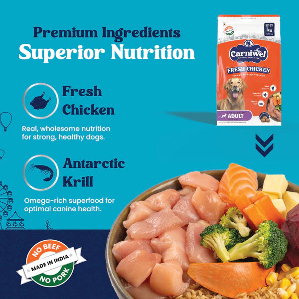 Carniwel with Fresh Chicken, Adult Dry Dog Food for Large Dog.