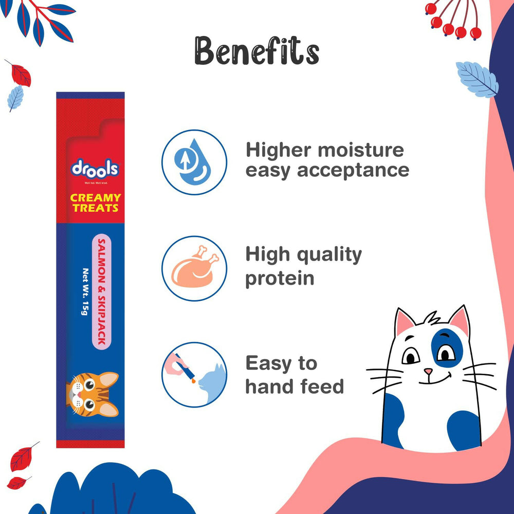 Drools Salmon & Skipjack Creamy Cat Treats.