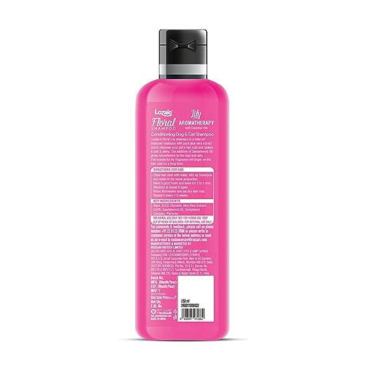 Lozalo Floral Pet Shampoo Lily Fragrance- Effective Cleansing for Smelly Dogs and Cats, 250 ml.