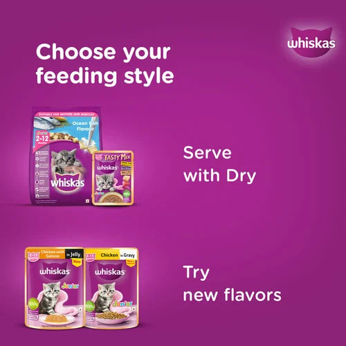 Whiskas Tasty Mix Wet Food for Kittens with Chicken, Tuna, & Sweet Potato in Gravy.