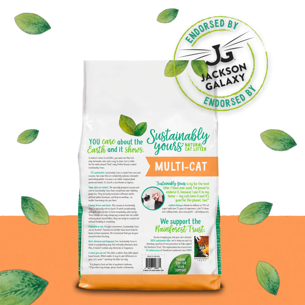 Sustainably Yours Multi Cat Unscented Large Grains Cat Litter.