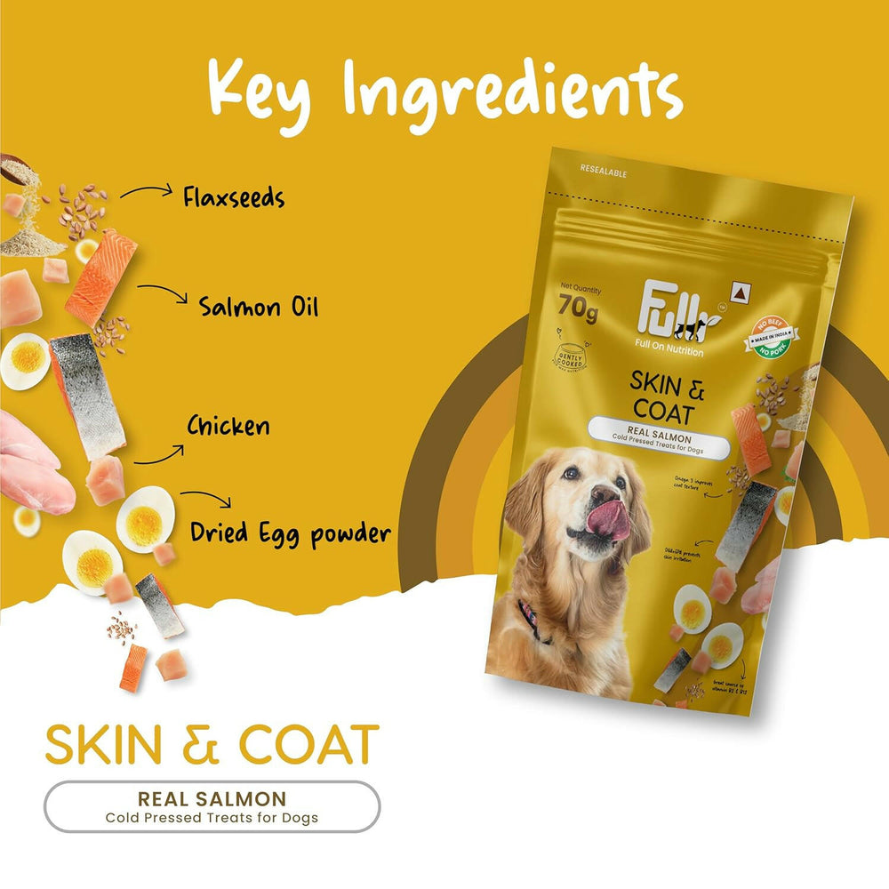 Fullr Skin & Coat Cold Pressed Dog Treats, 70g (Pack of 1).