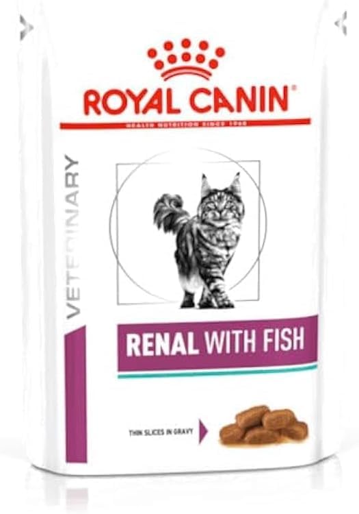 Royal Canin Veterinary Diet Renal with Fish cat food package on a white background