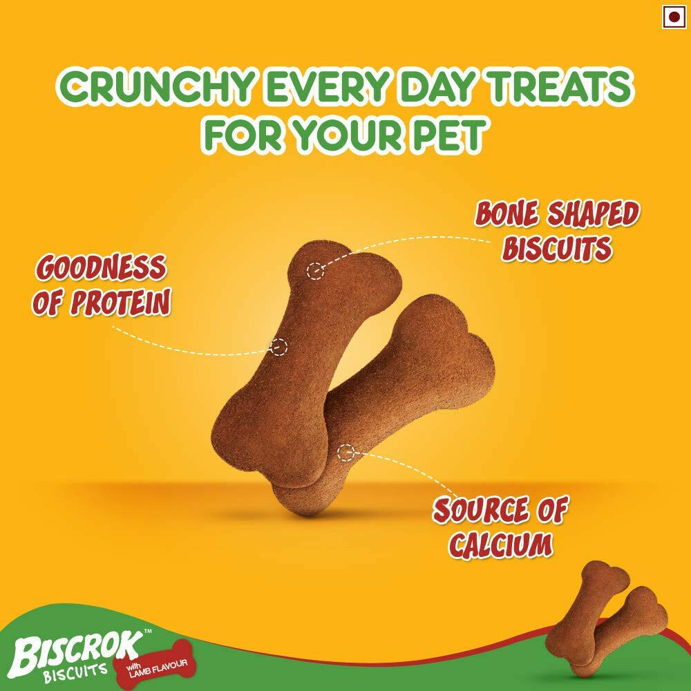 Pedigree Biscrok Dog Biscuit, Lamb Flavour – 500g.