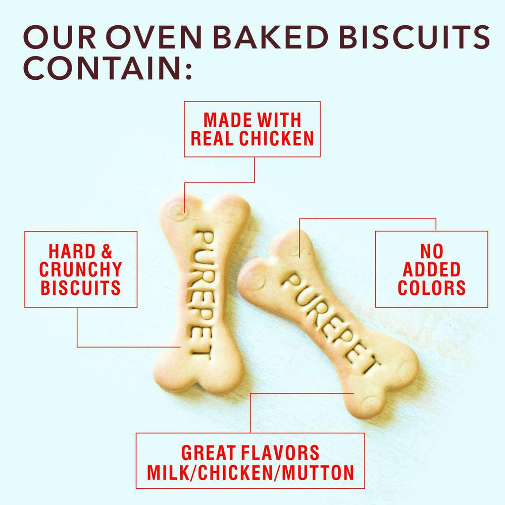 PUREPET Dog Biscuit Treats – Real Chicken Flavour for All Life Stages.