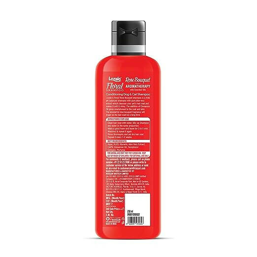 Lozalo Floral Pet Shampoo Rose Bouquet Fragrance - Cats & Dogs, 500ml.