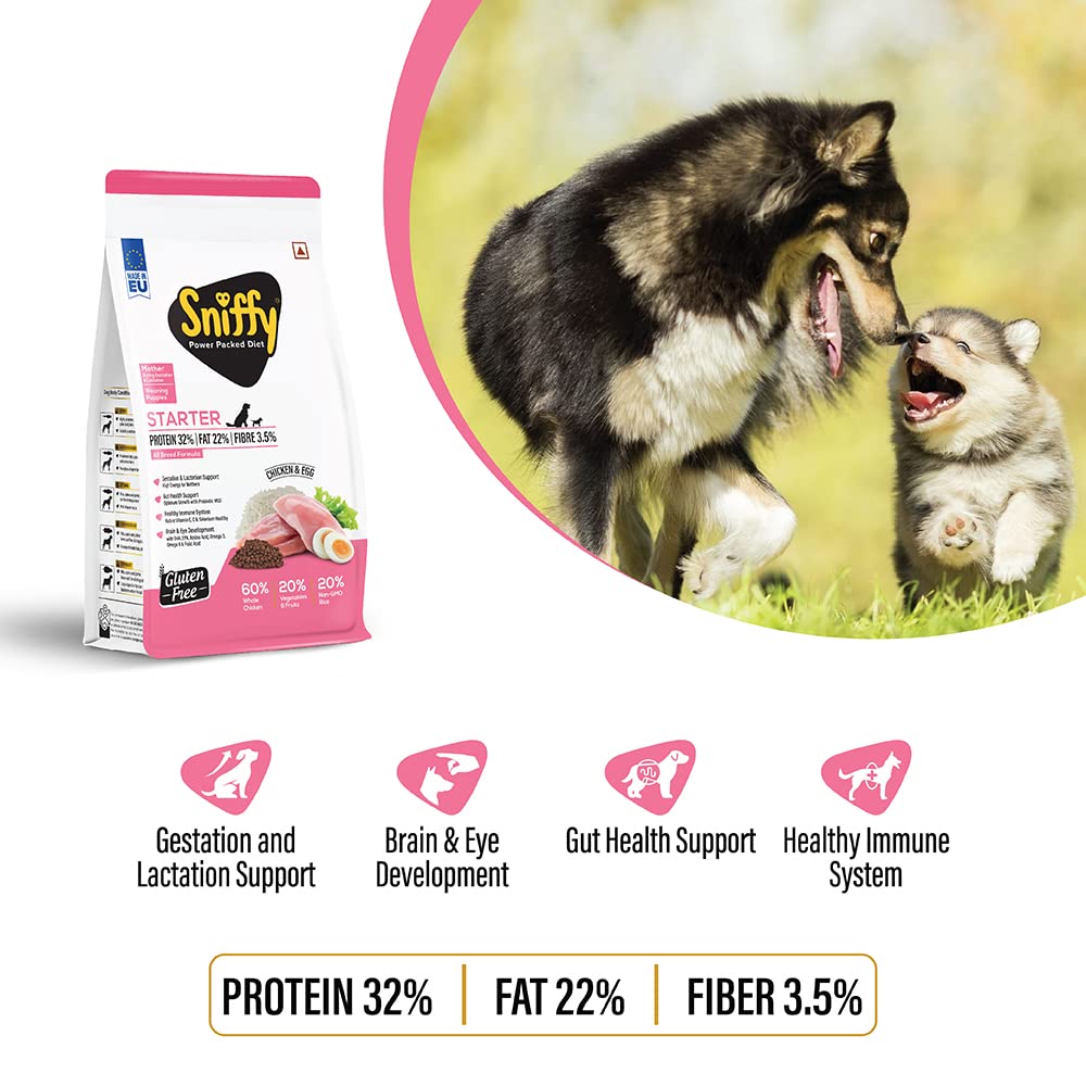 Sniffy Gluten Free Chicken & Egg Starter Dog Dry Food.