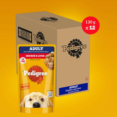 Pedigree Adult Wet Dog Food Chicken & Liver Chunks in Gravy.