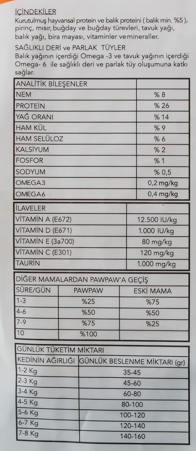 Pawpaw Adult Cat Food with Fish – 1 kg.