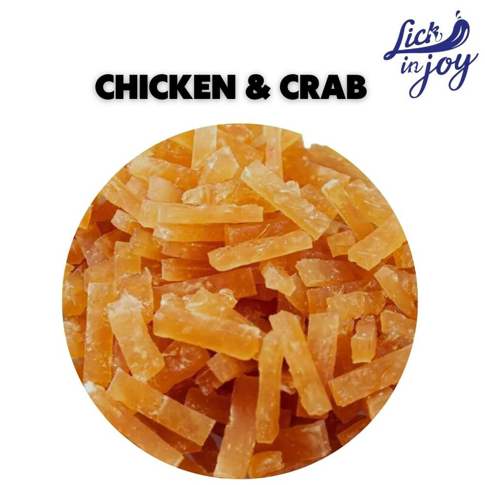 Lick in Joy Soft Cat Jerky All Life Stages Cat Treats, Chicken and Crab, 35 g.