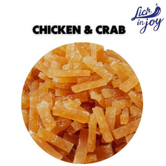Lick in Joy Soft Cat Jerky All Life Stages Cat Treats, Chicken and Crab, 35 g.