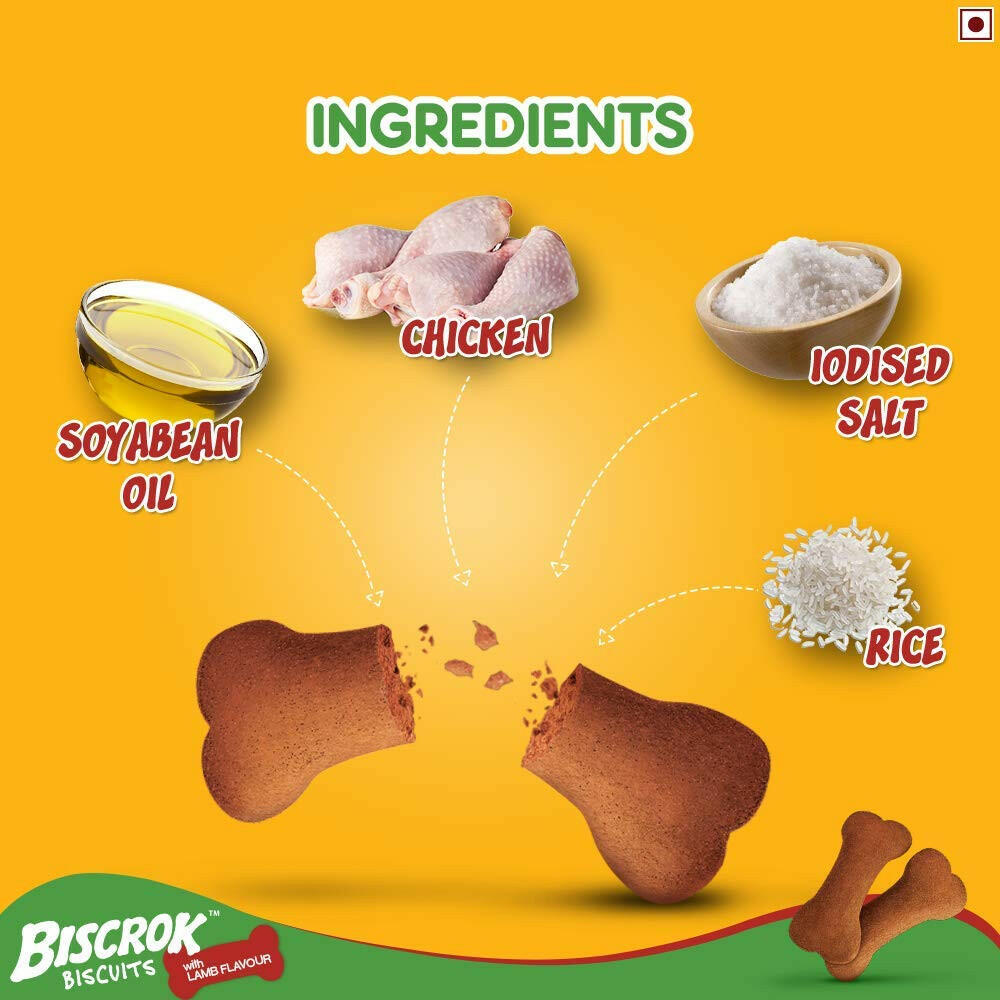 Pedigree Biscrok Dog Biscuit, Lamb Flavour – 500g.