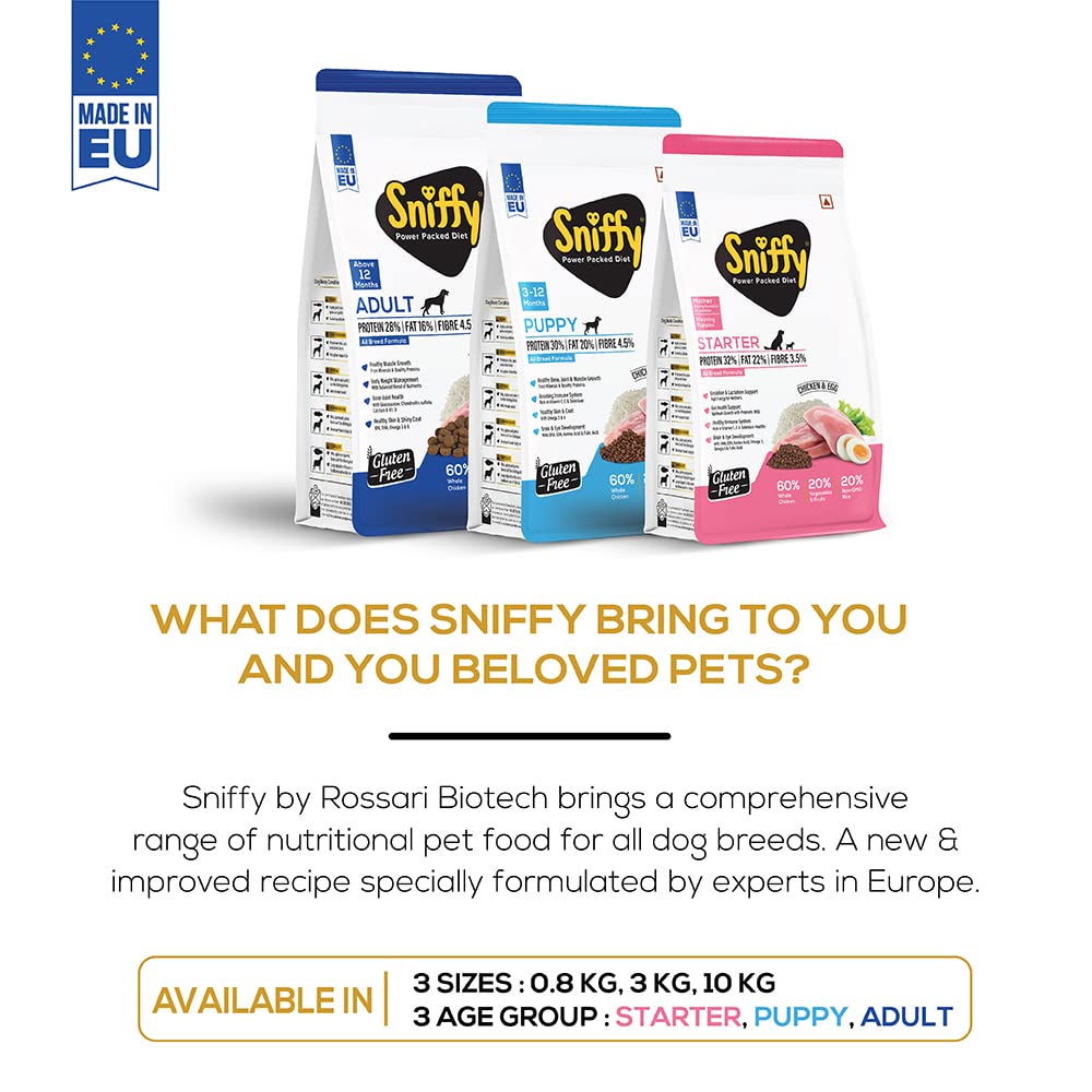 Sniffy Gluten Free Chicken & Egg Starter Dog Dry Food.