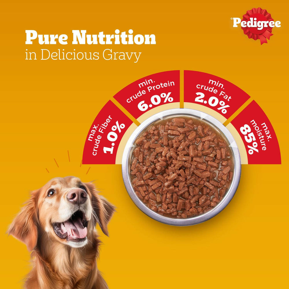 Pedigree Adult Wet Dog Food Chicken & Liver Chunks in Gravy.