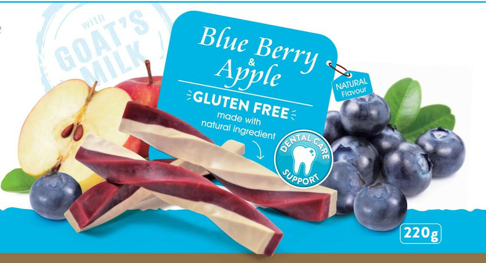 DynamicSales (India) Hypoallergenic Dog Treats – Twisted Jerky with Blueberry & Apple Flavour.