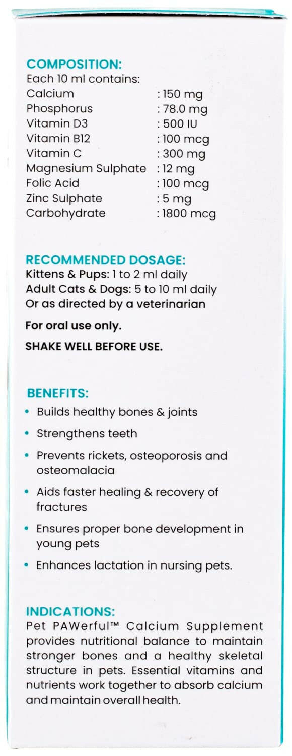 Wiggles PAWerful Calcium Phosphorus Syrup for Dogs and Cats – 200ml.
