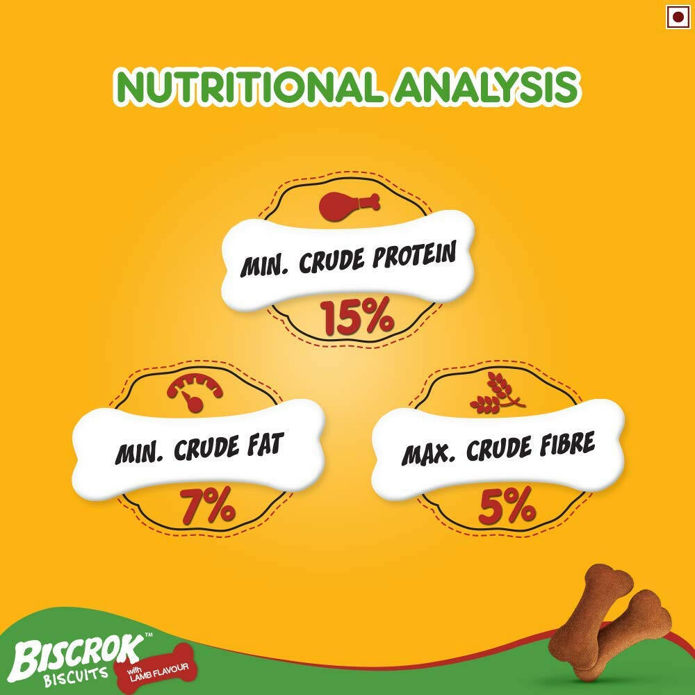 Pedigree Biscrok Dog Biscuit, Lamb Flavour – 500g.