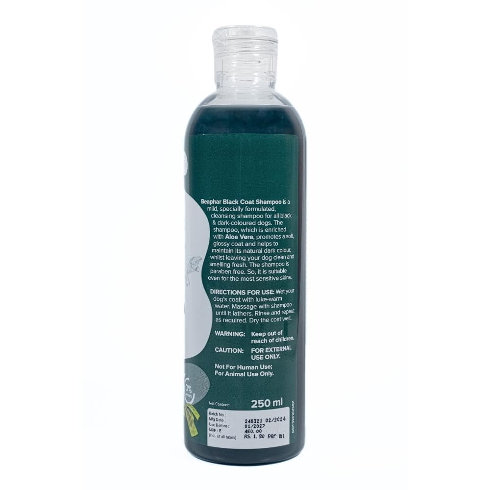 Beaphar Black Coat Dog Shampoo, 250 ml.