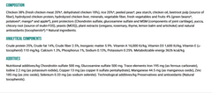 Low grain adult chicken food, Dibaq brand.