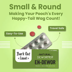 Package of EN-DEWOR natural dewormer for pets on a green background