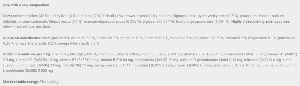 Calibra Gastrointestinal Wet Cat Food.
