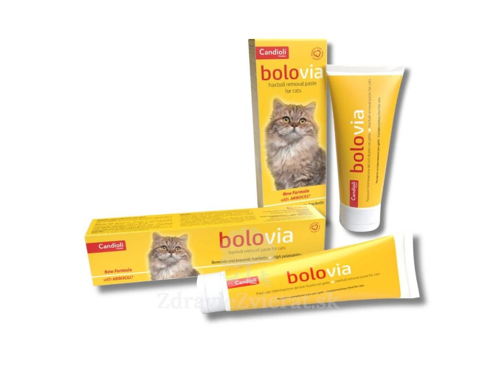 Cat hairball help, Candioli Bolovia, stops new hairballs and helps digestion.