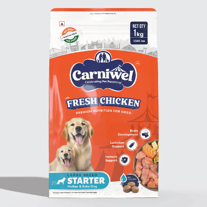 Carniwel with Fresh Chicken, Dry Dog Food for Large Dog, Starter.