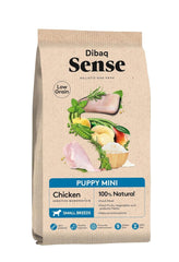 DIBAQ mini puppy food in a small bowl.