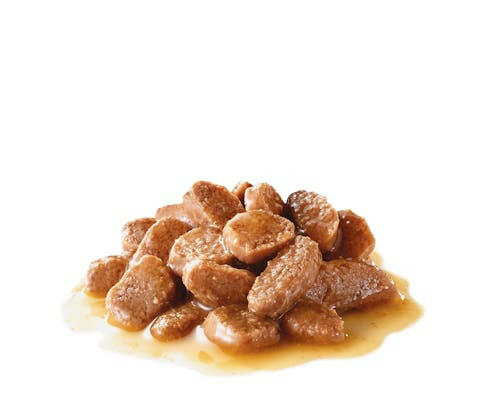 Close-up of wet cat food texture.