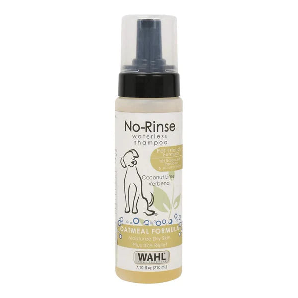 Wahl no-rinse waterless shampoo bottle for dogs on a white background